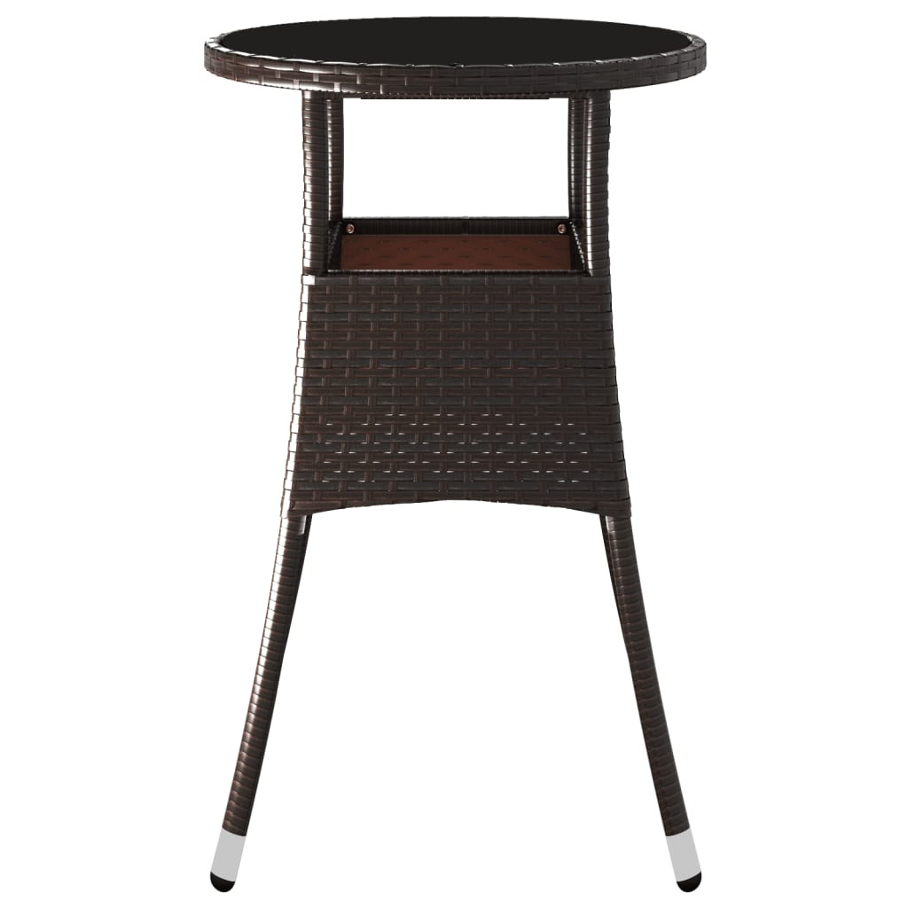 barna polyrattan és edzett üveg kerti asztal Ø60 x 75 cm