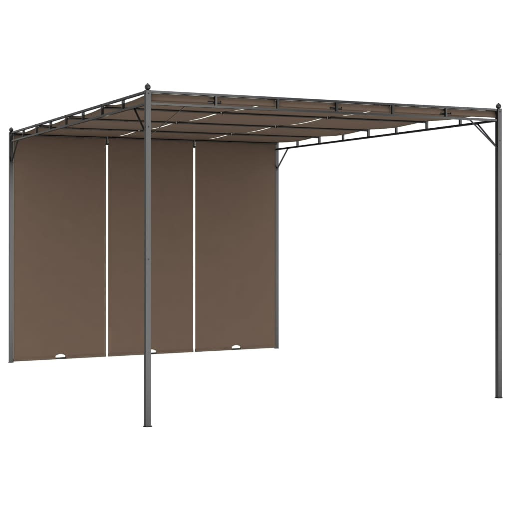 tópszínű kerti pavilon oldalfüggönnyel 4 x 3 x 2,25 m
