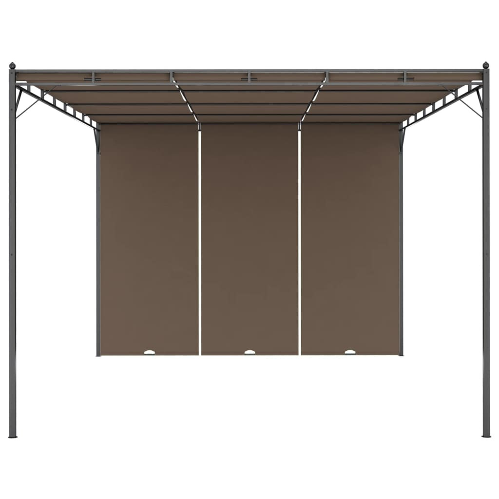 tópszínű kerti pavilon oldalfüggönnyel 4 x 3 x 2,25 m