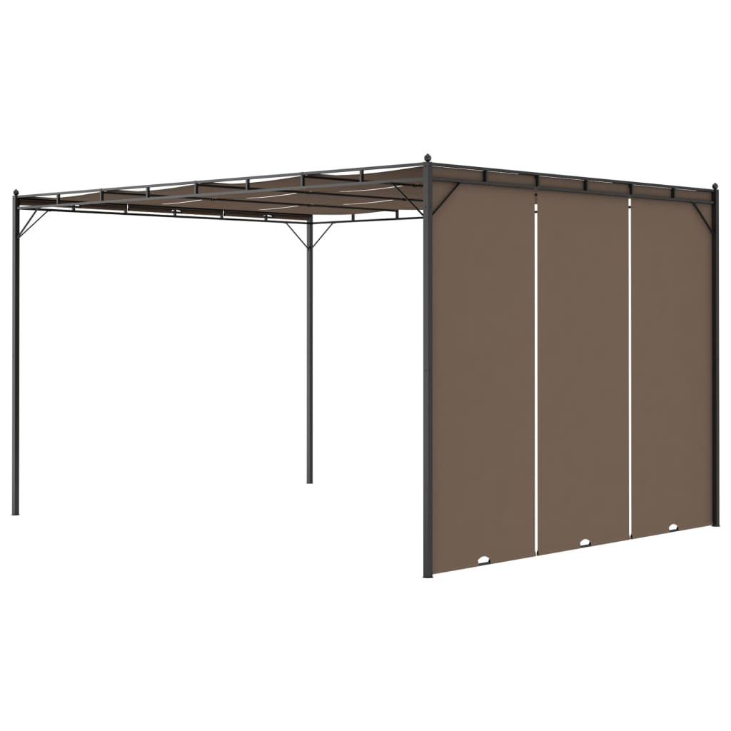 tópszínű kerti pavilon oldalfüggönnyel 4 x 3 x 2,25 m