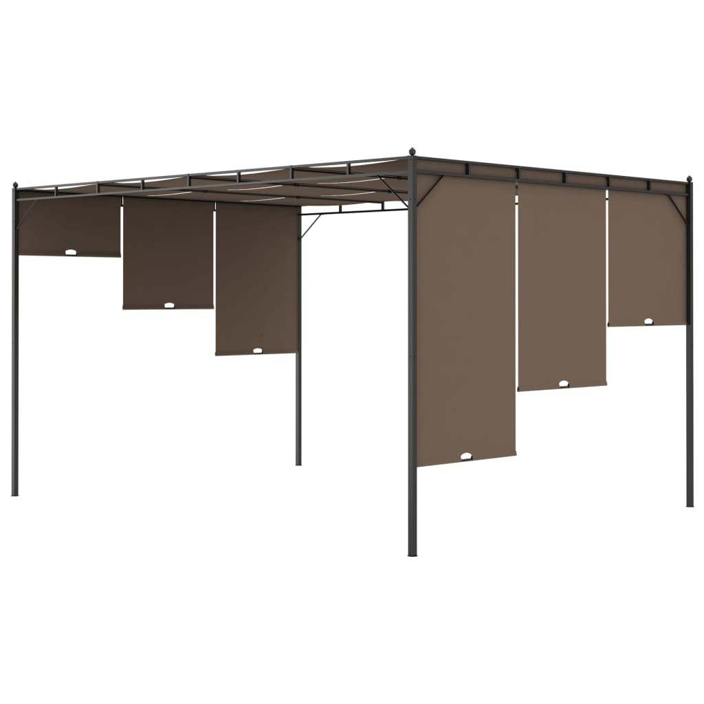 tópszínű kerti pavilon oldalfüggönnyel 4 x 3 x 2,25 m