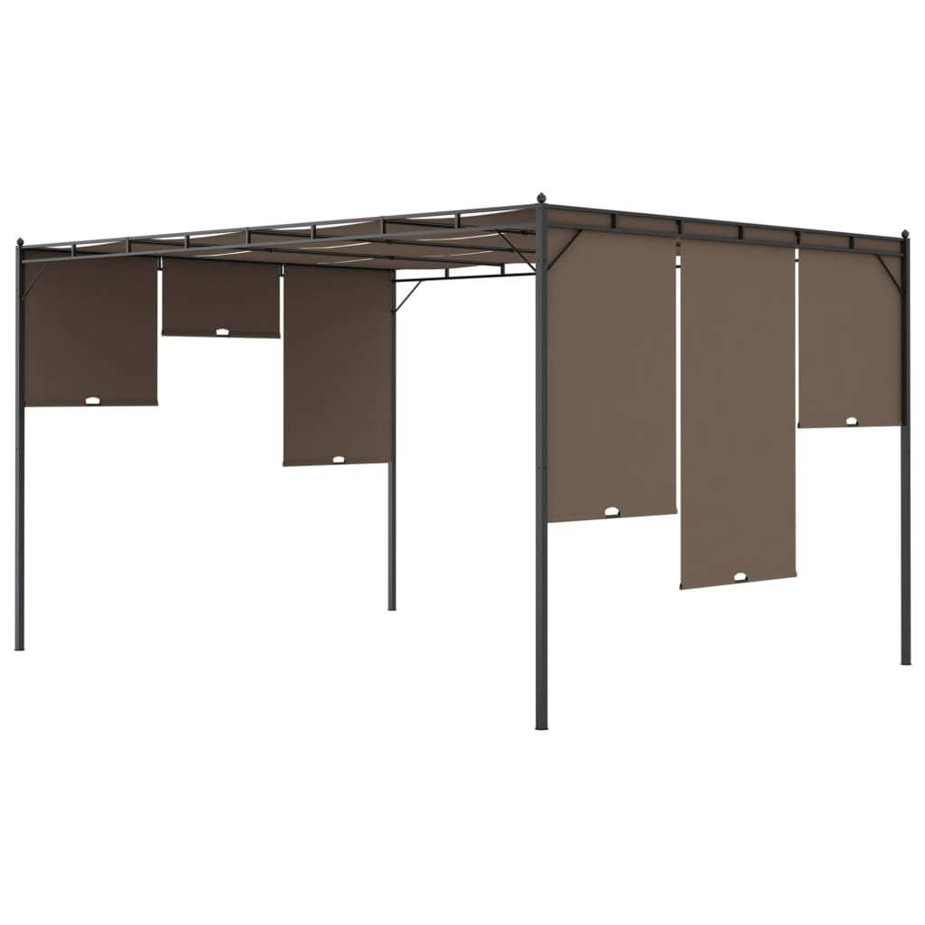 tópszínű kerti pavilon oldalfüggönnyel 4 x 3 x 2,25 m