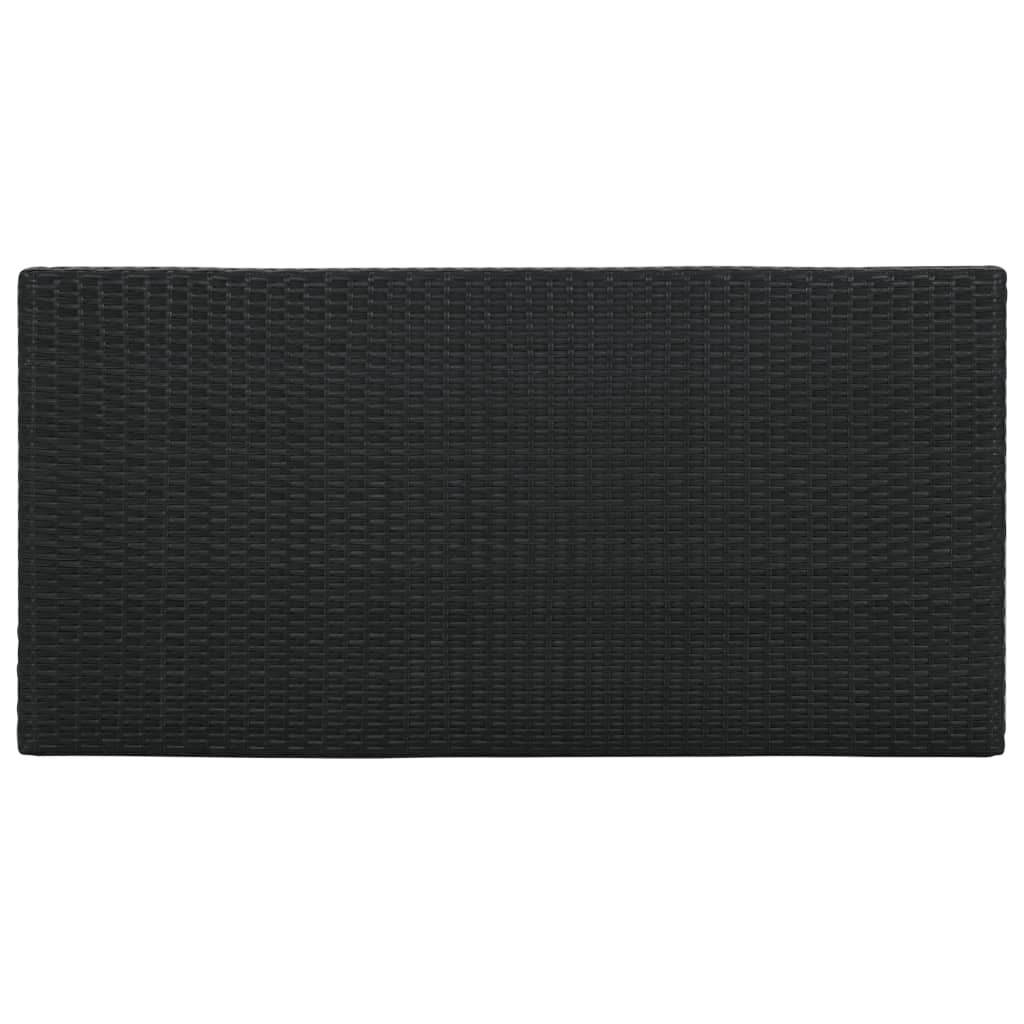 fekete polyrattan bárasztal tárolópolccal 120 x 60 x 110 cm