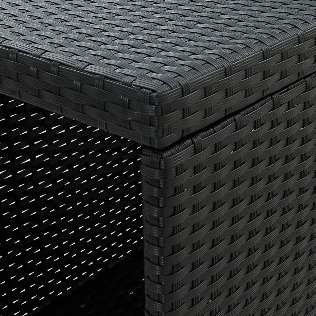 fekete polyrattan bárasztal tárolópolccal 120 x 60 x 110 cm