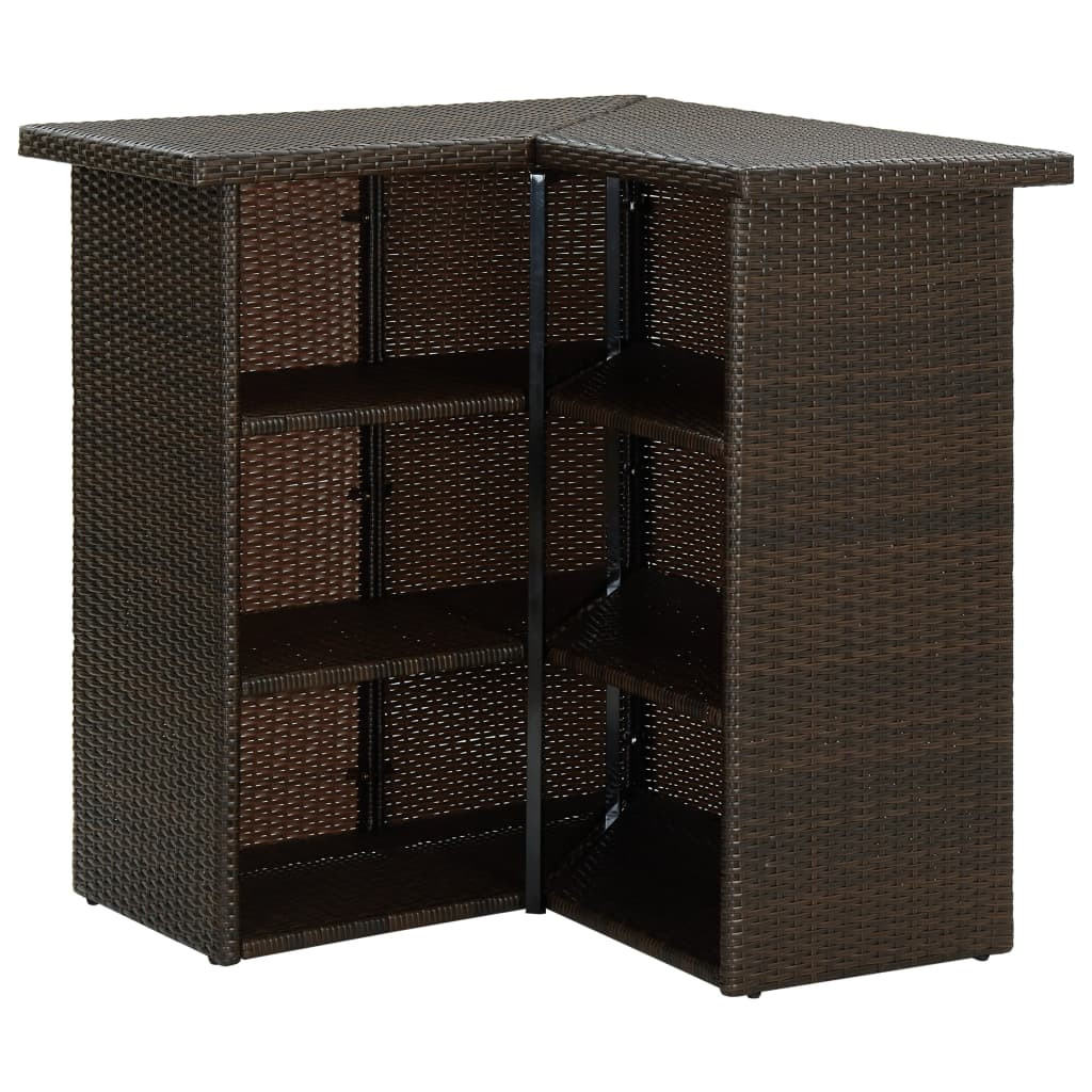 barna polyrattan sarok bárasztal 100 x 50 x 105 cm