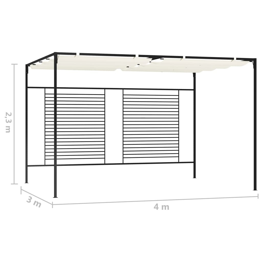 krémszínű pavilon behúzható tetővel 3 x 4 x 2,3 m 180 g/m²