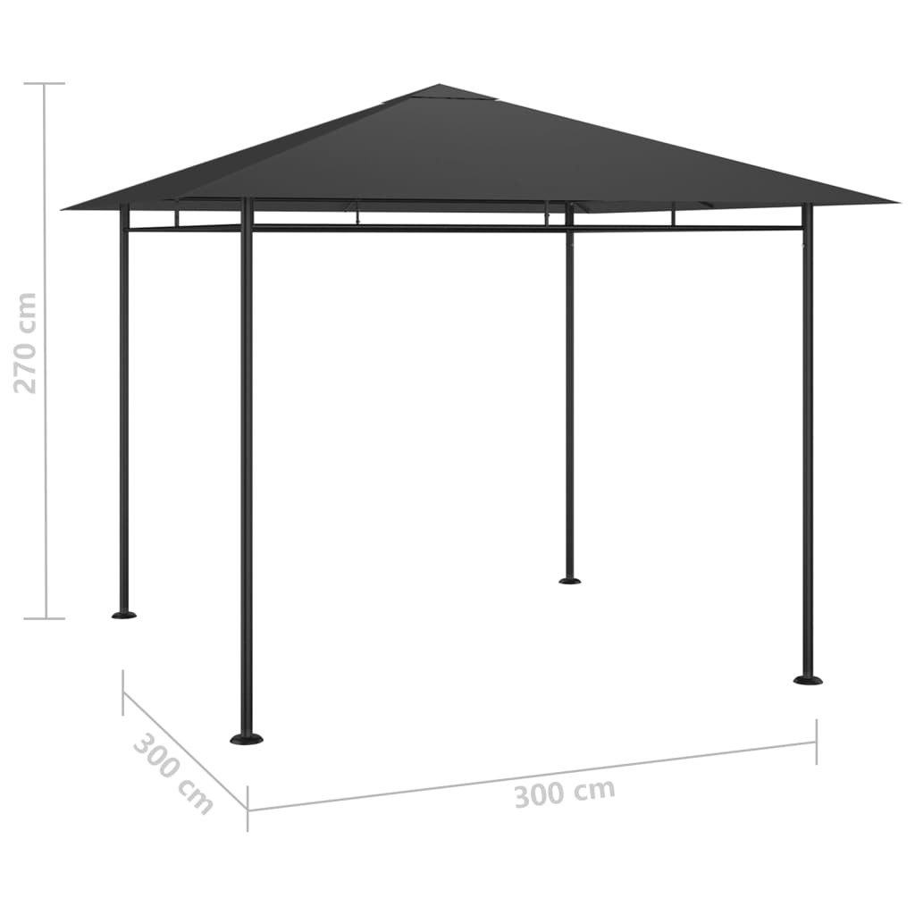 antracitszürke pavilon 3 x 3 x 2,7 m 180 g/m²