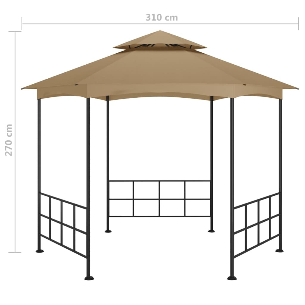 tópszínű pavilon oldalfalakkal 3,1 x 2,7 m