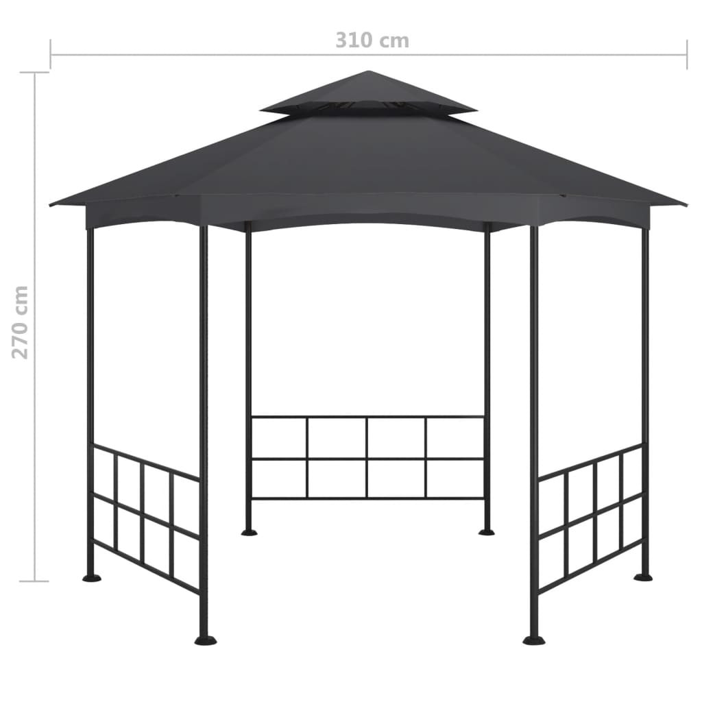 antracitszürke pavilon oldalfalakkal 3,1 x 2,7 m