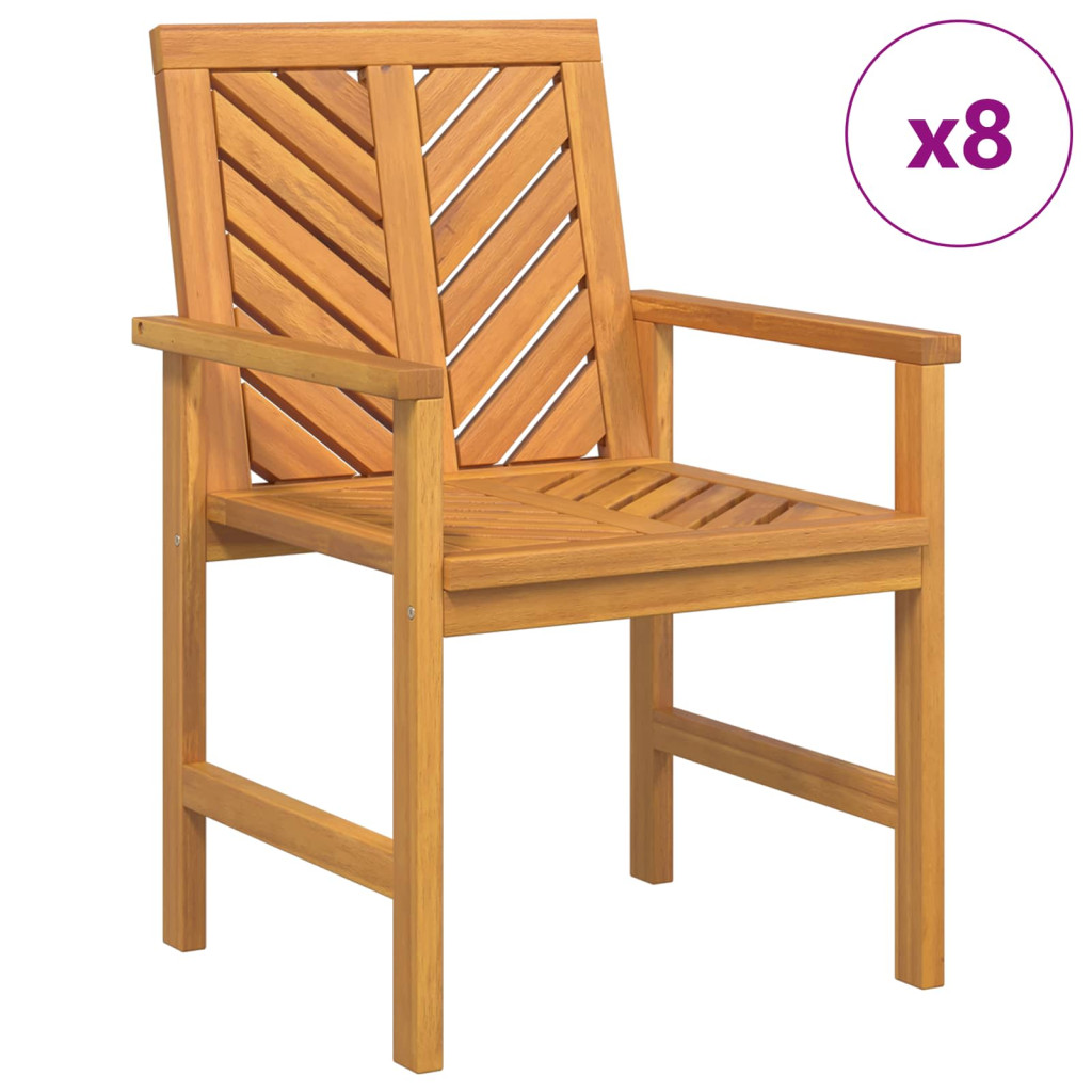 vidaXL Étkezőszék 8 pcs Természetes 62,5 x 59 x 89 cm Tömör Akácfa