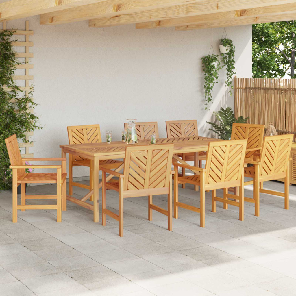vidaXL Étkezőszék 8 pcs Természetes 62,5 x 59 x 89 cm Tömör Akácfa