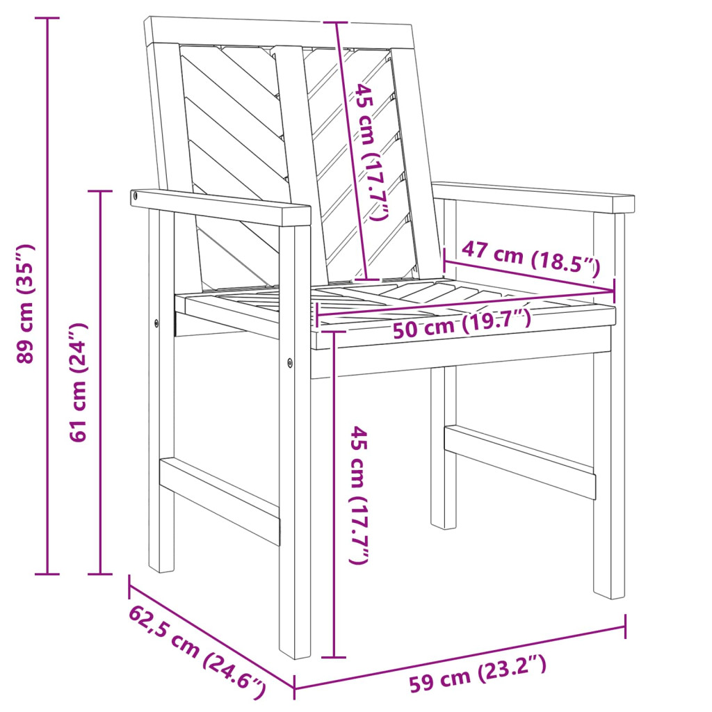 vidaXL Étkezőszék 8 pcs Természetes 62,5 x 59 x 89 cm Tömör Akácfa