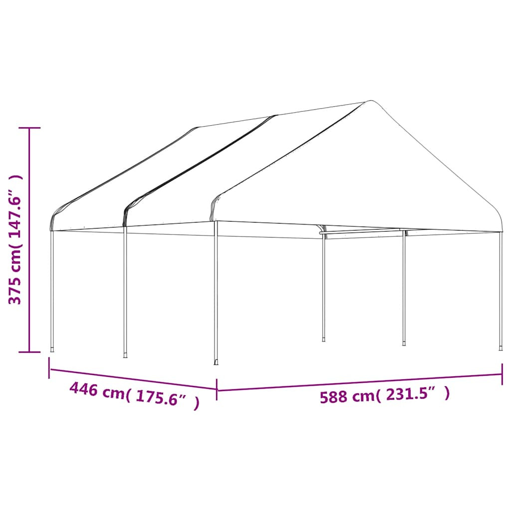 vidaXL fehér polietilén pavilon tetővel 4,46 x 5,88 x 3,75 m