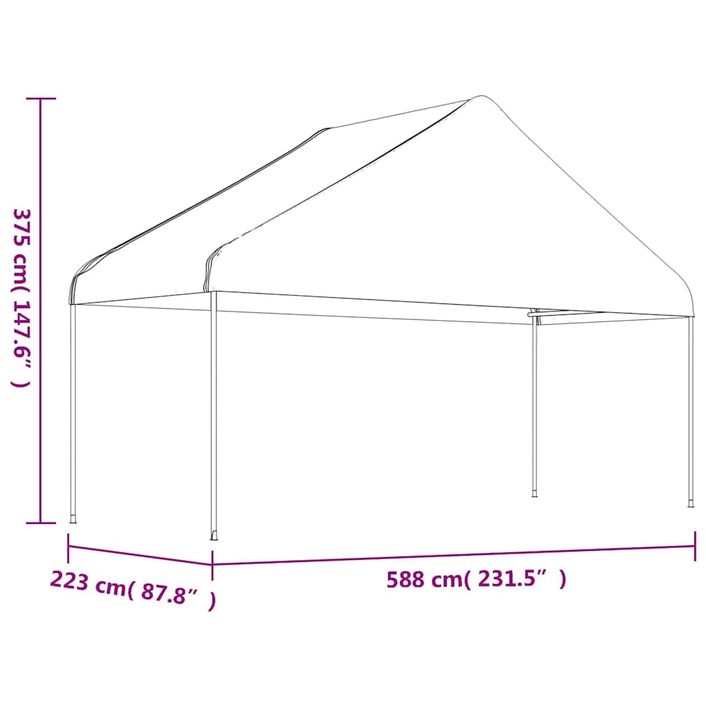 vidaXL fehér polietilén pavilon tetővel 4,46 x 5,88 x 3,75 m