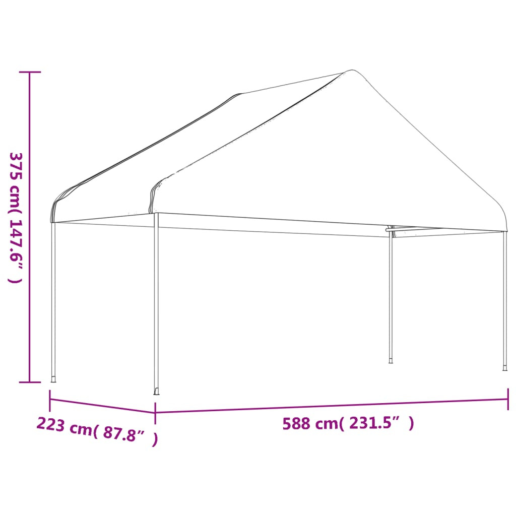 vidaXL fehér polietilén pavilon tetővel 15,61 x 5,88 x 3,75 m