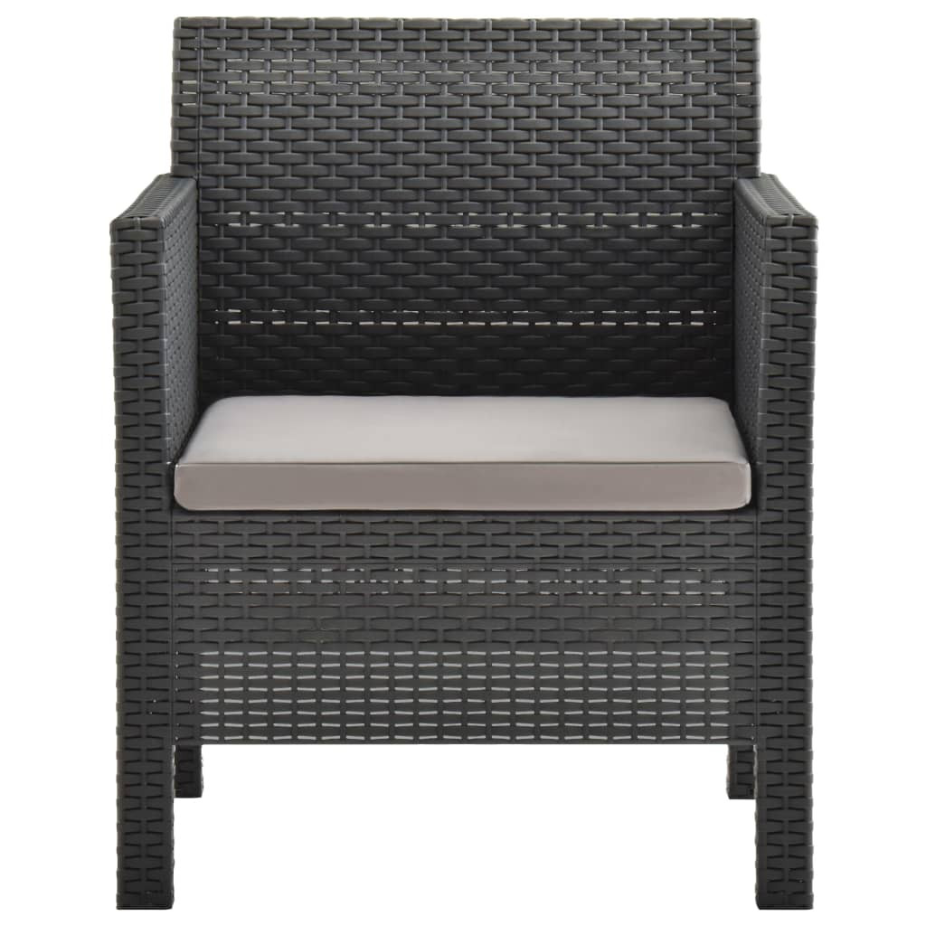 antracitszürke rattan kerti szék párnával 63 x 65 x 76 cm PP rattan