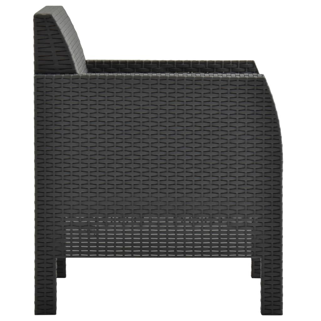 antracitszürke rattan kerti szék párnával 63 x 65 x 76 cm PP rattan