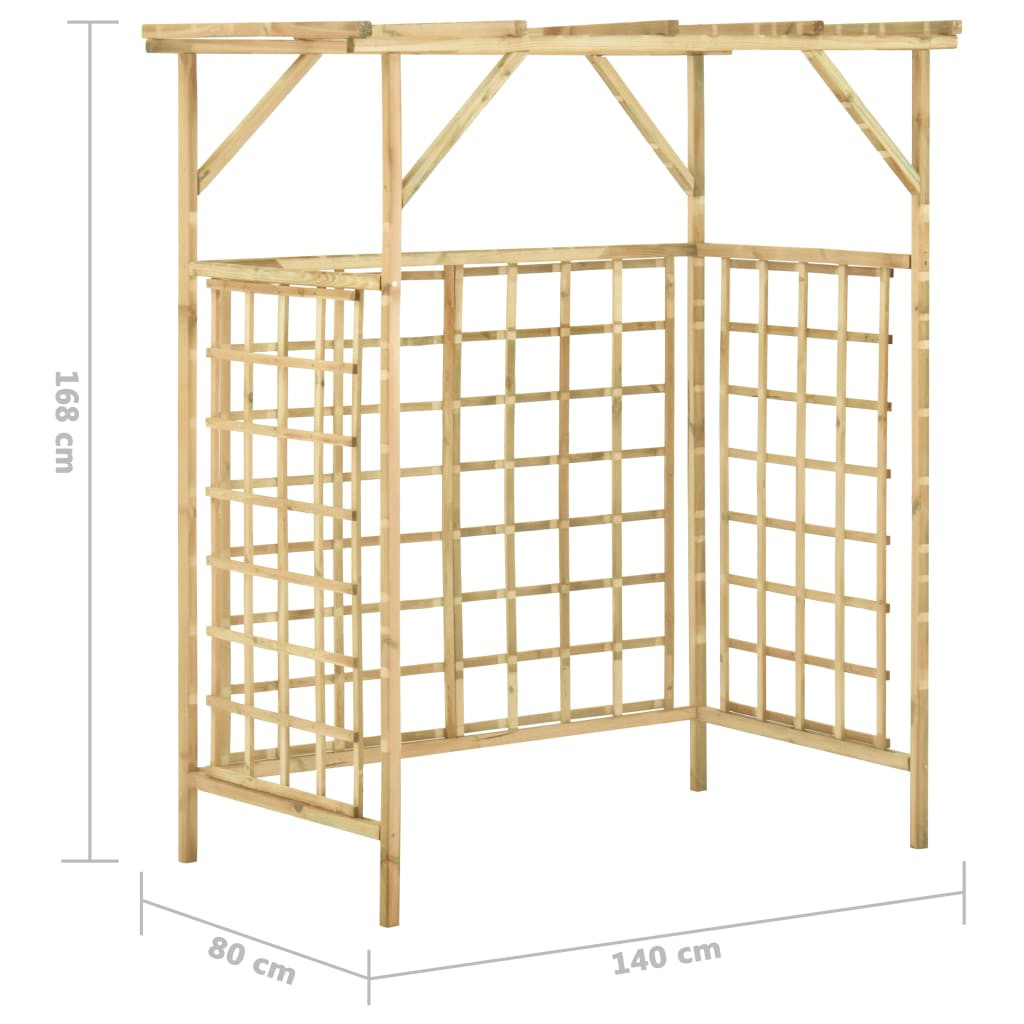 impregnált fenyőfa kerti pergola 2 szemeteskukához