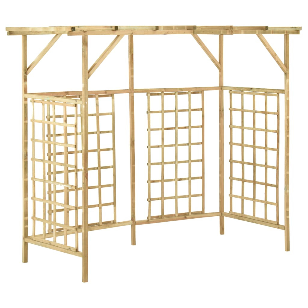 impregnált fenyőfa kerti pergola 3 szemeteskukához