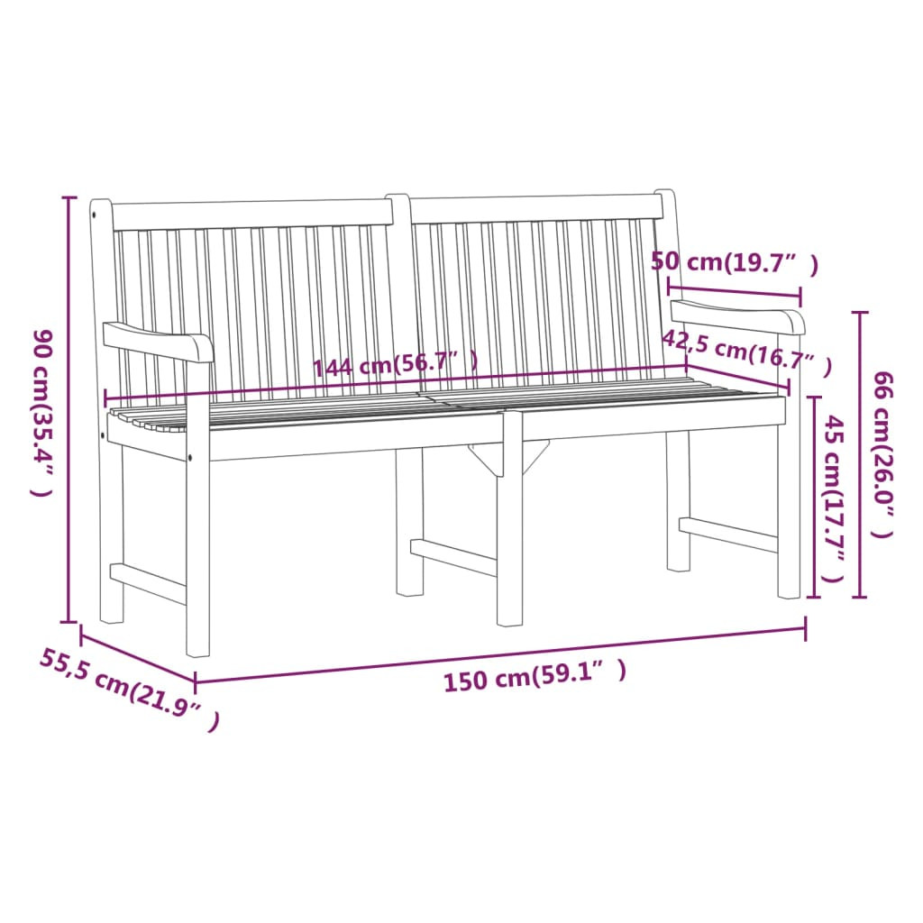 tömör akácfa kerti pad 150 cm tömör akácfa kerti pad 150 cm