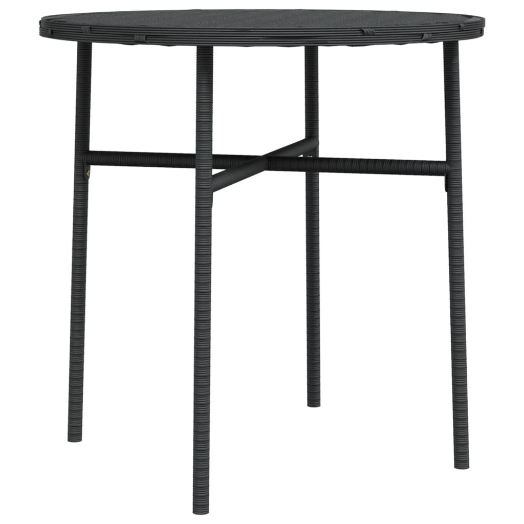 fekete polyrattan teázóasztal 45 cm