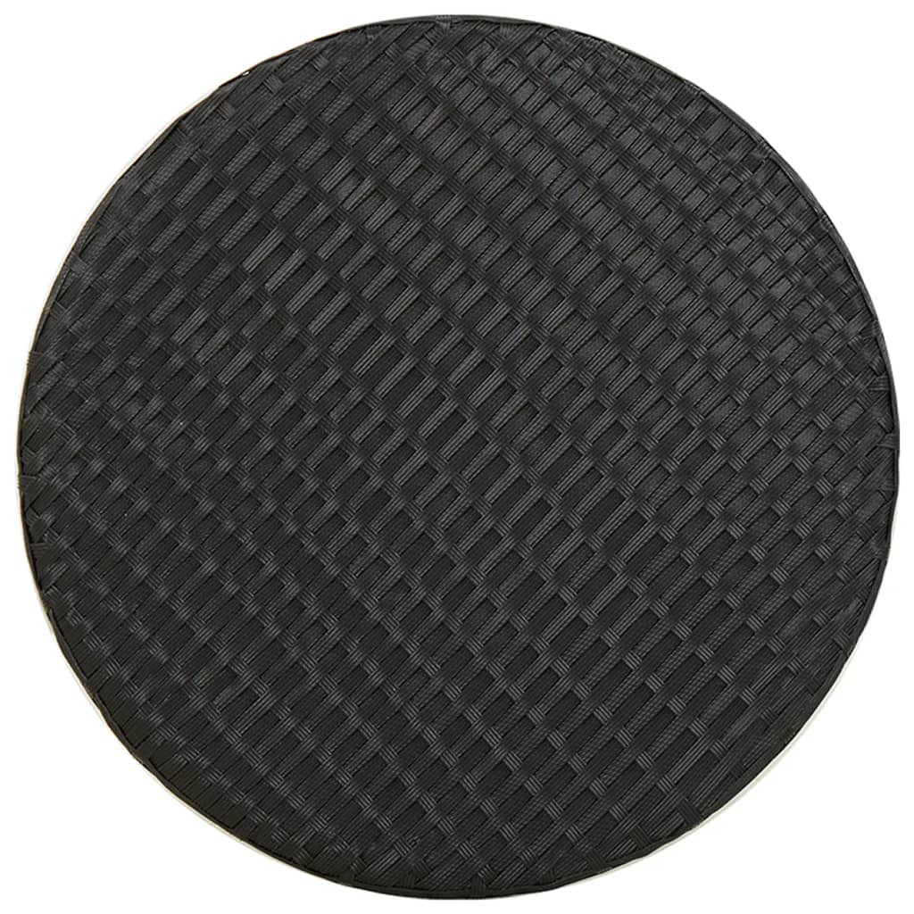 fekete polyrattan teázóasztal 45 cm