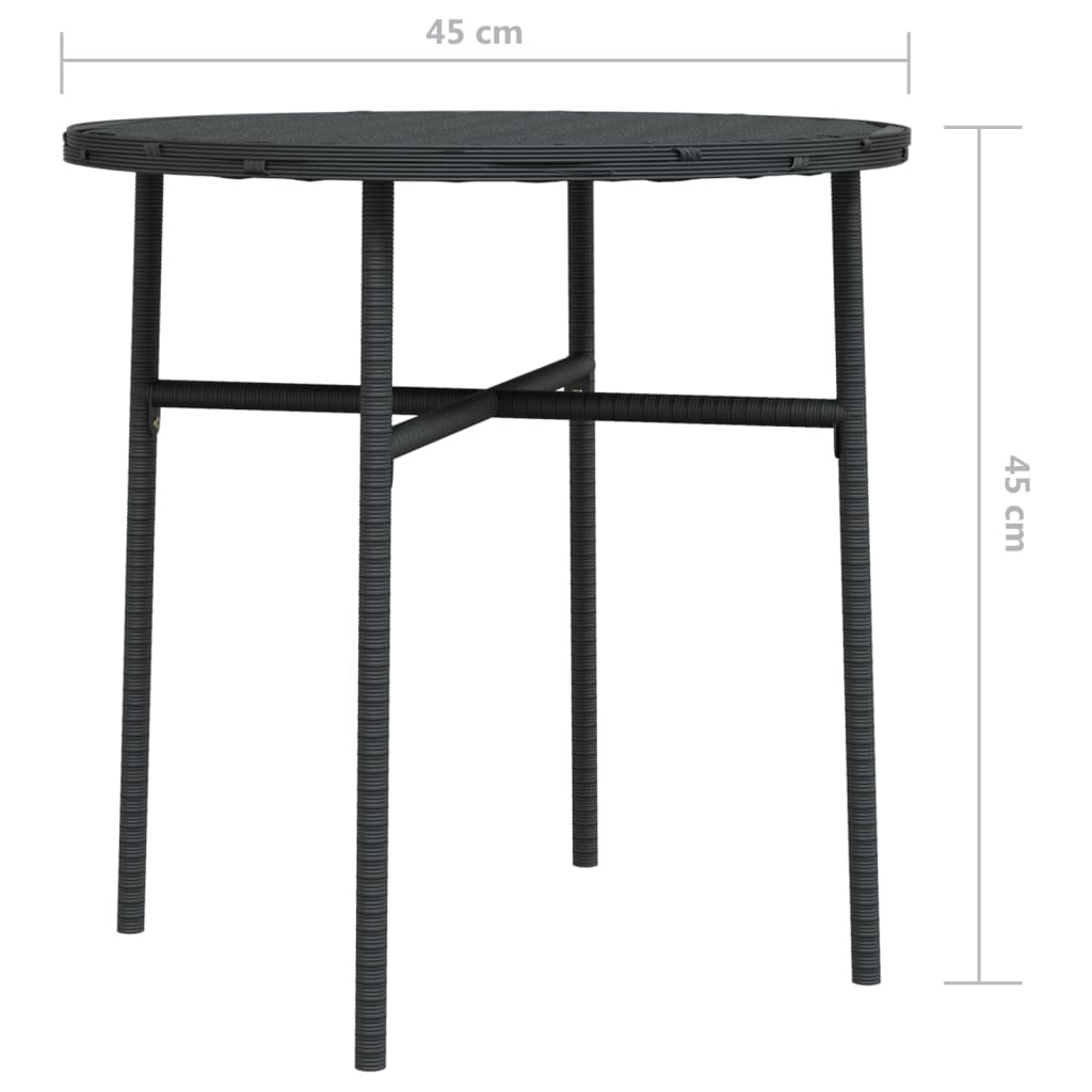 fekete polyrattan teázóasztal 45 cm
