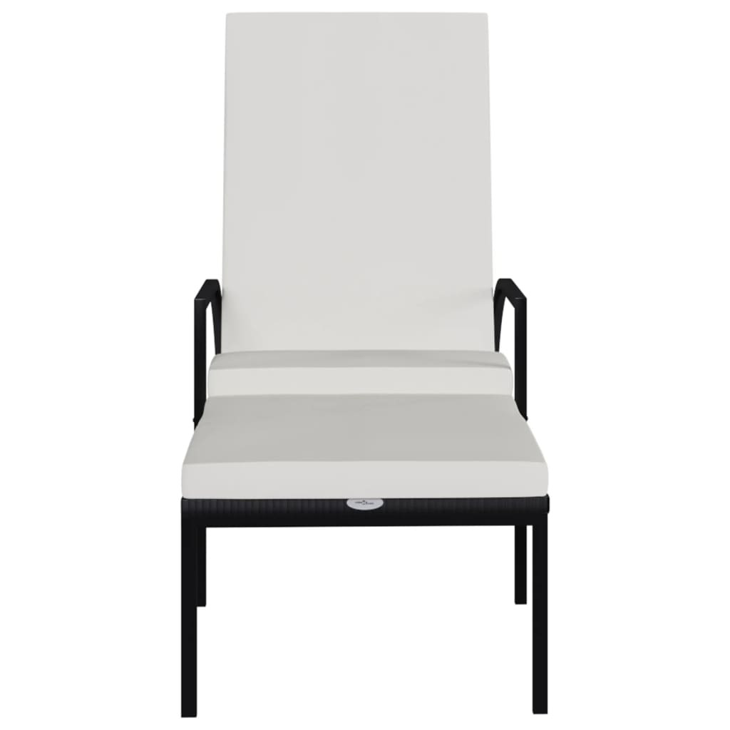 2 db fekete polyrattan napozóágy lábtartóval 2 db fekete polyrattan napozóágy lábtartóval