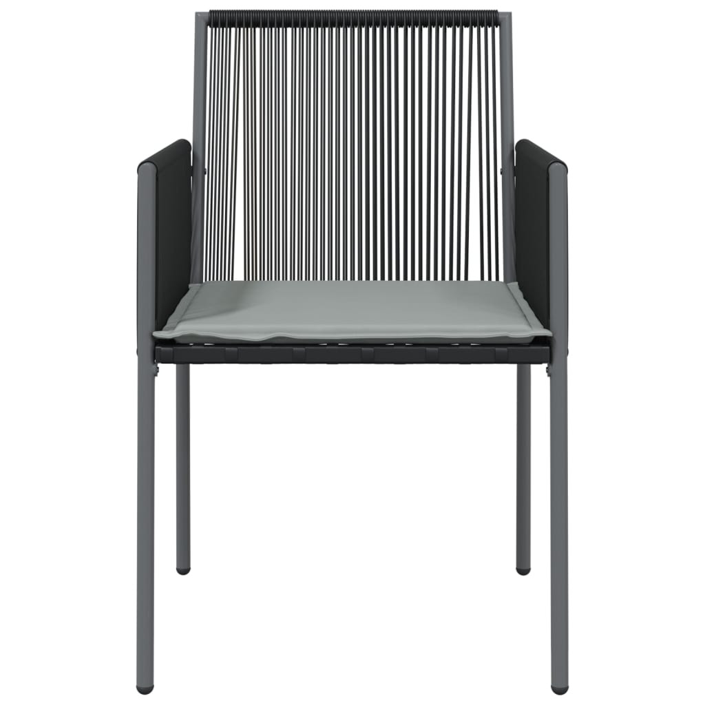 4 db fekete polyrattan kerti szék párnával 54x60,5x83,5 cm
