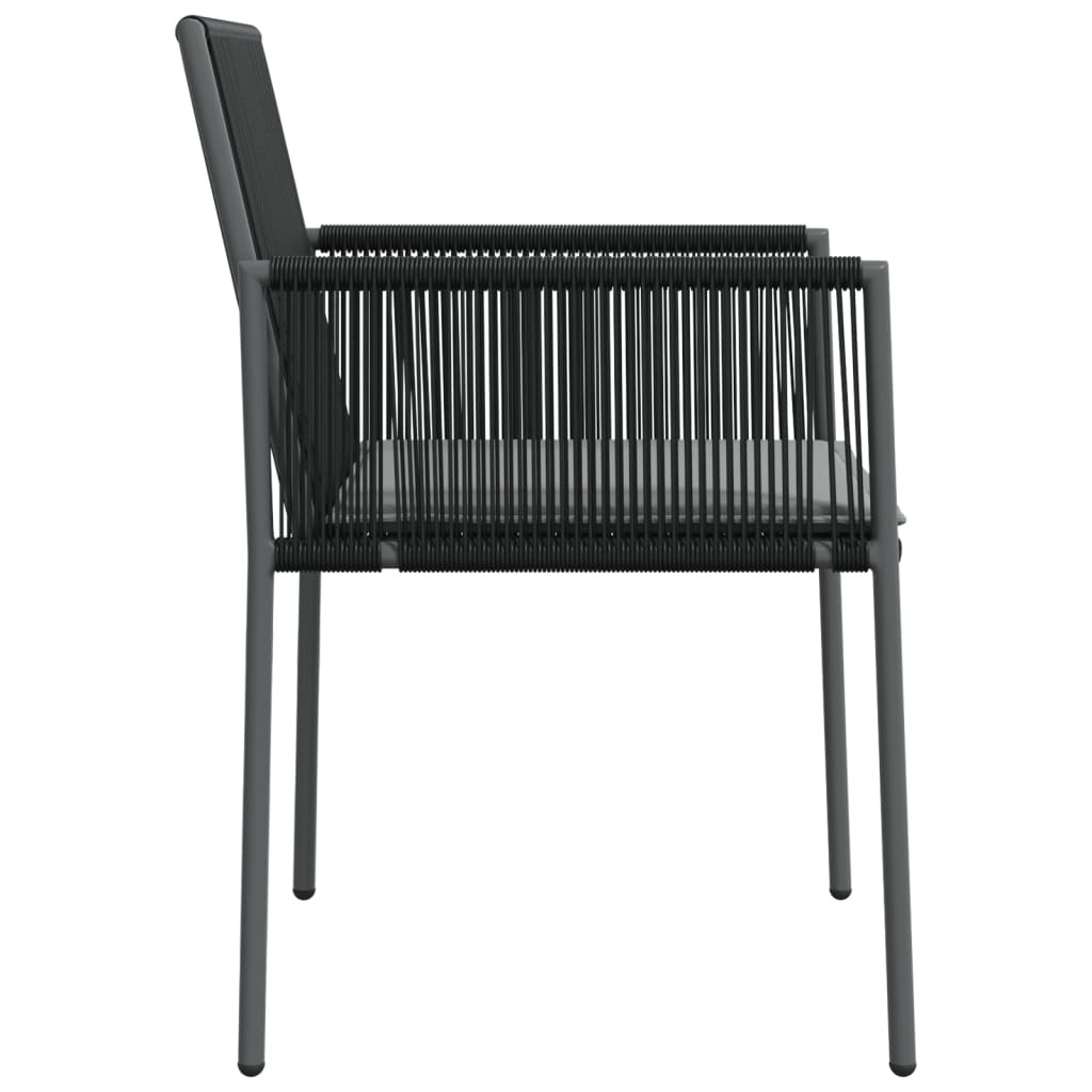 4 db fekete polyrattan kerti szék párnával 54x60,5x83,5 cm