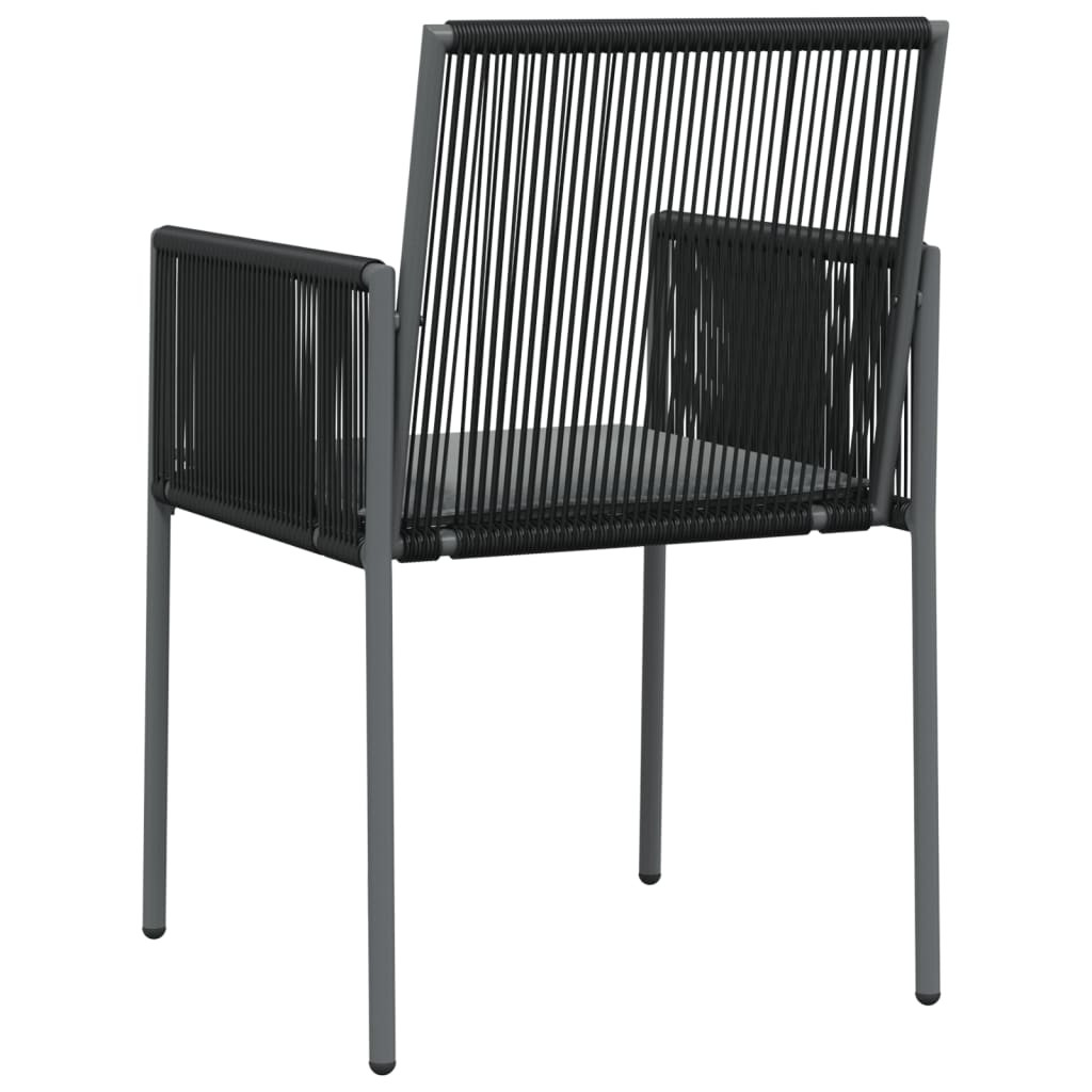 4 db fekete polyrattan kerti szék párnával 54x60,5x83,5 cm