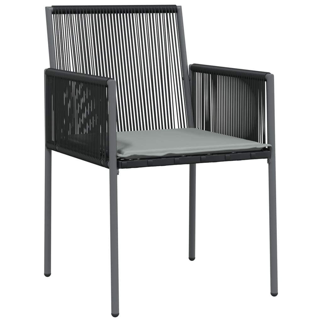 6 db fekete polyrattan kerti szék párnával 54x60,5x83,5 cm