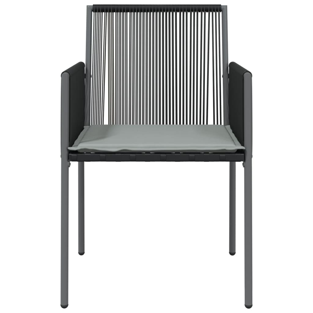 6 db fekete polyrattan kerti szék párnával 54x60,5x83,5 cm