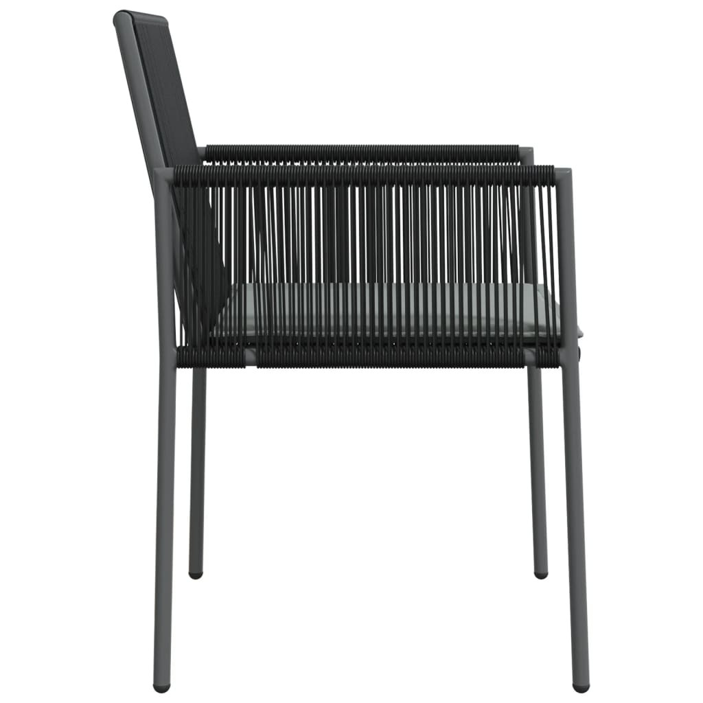 6 db fekete polyrattan kerti szék párnával 54x60,5x83,5 cm