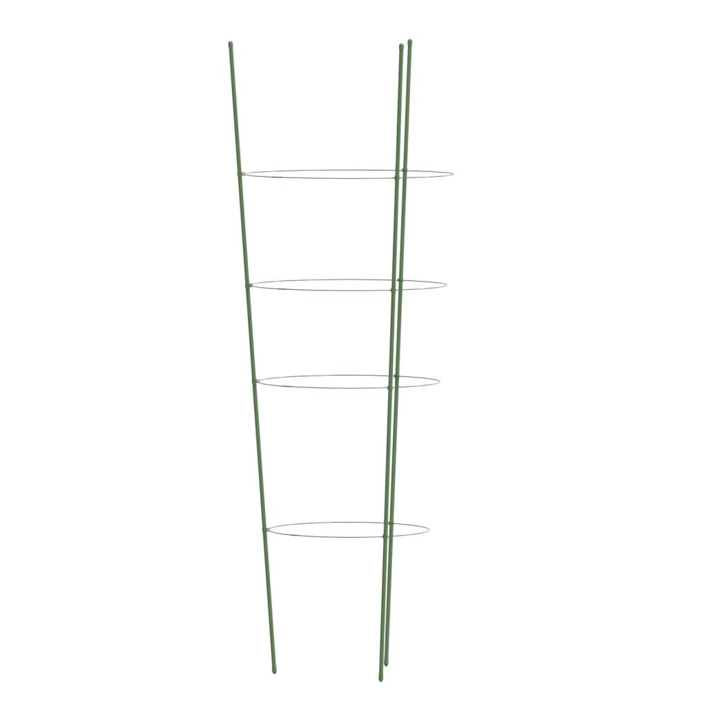 5 db zöld acél kerti növénytámasz 4 gyűrűvel 90 cm