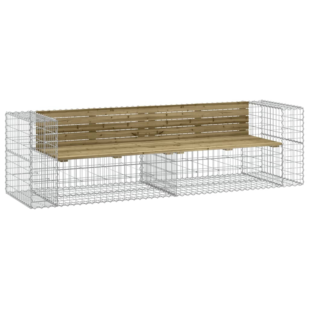 tömör impregnált fenyőfa gabion kerti pad 244x71x65,5 cm