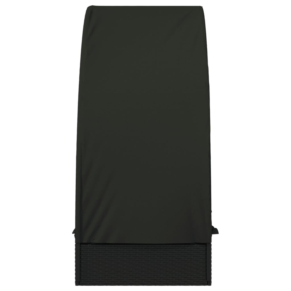fekete polyrattan napágy kerek tetővel 211 x 57 x 140 cm