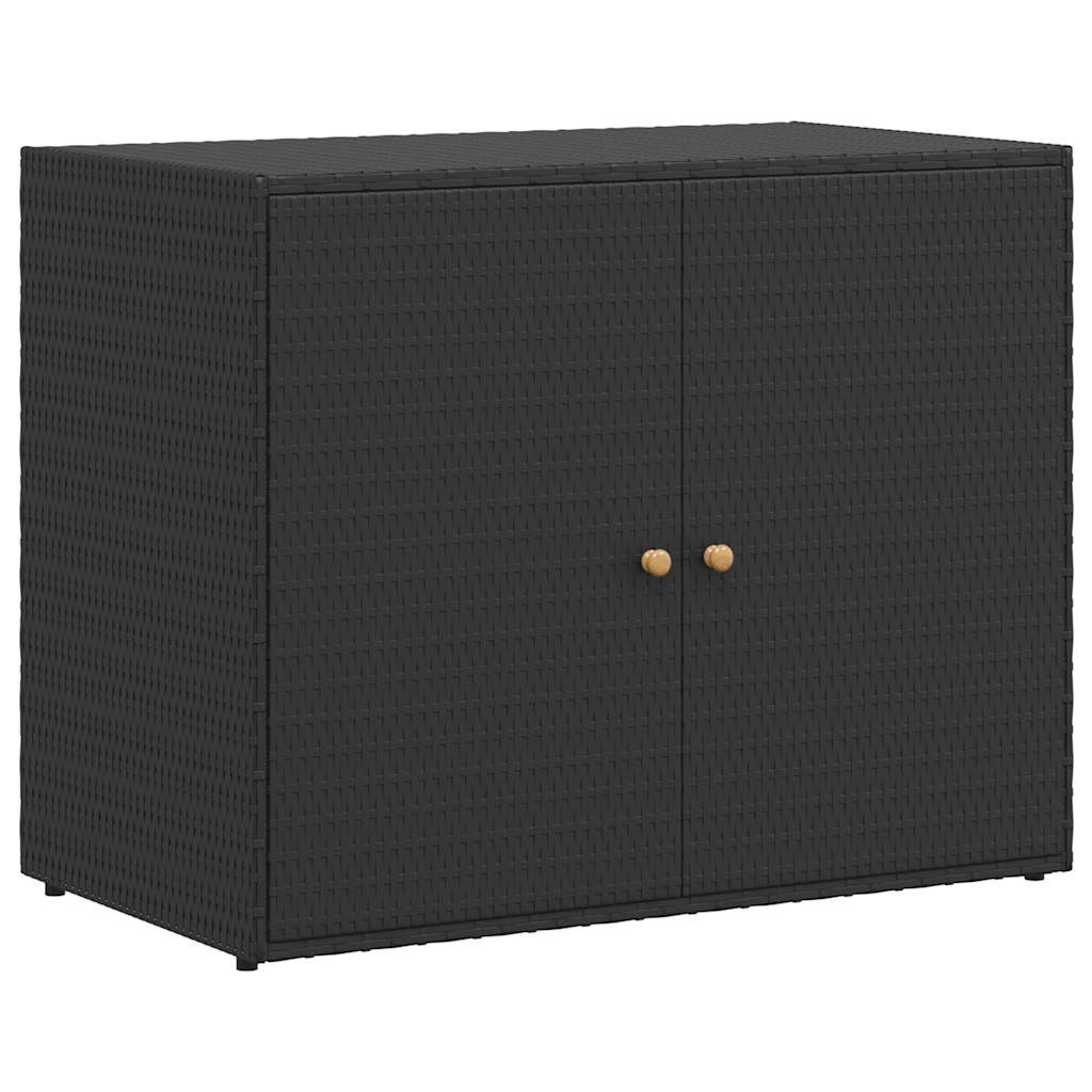 fekete polyrattan kerti tárolószekrény 100 x 55,5 x 80 cm