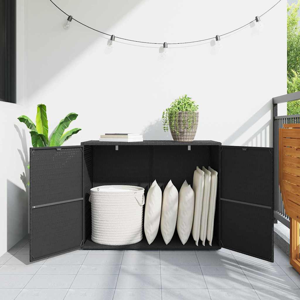 fekete polyrattan kerti tárolószekrény 100 x 55,5 x 80 cm