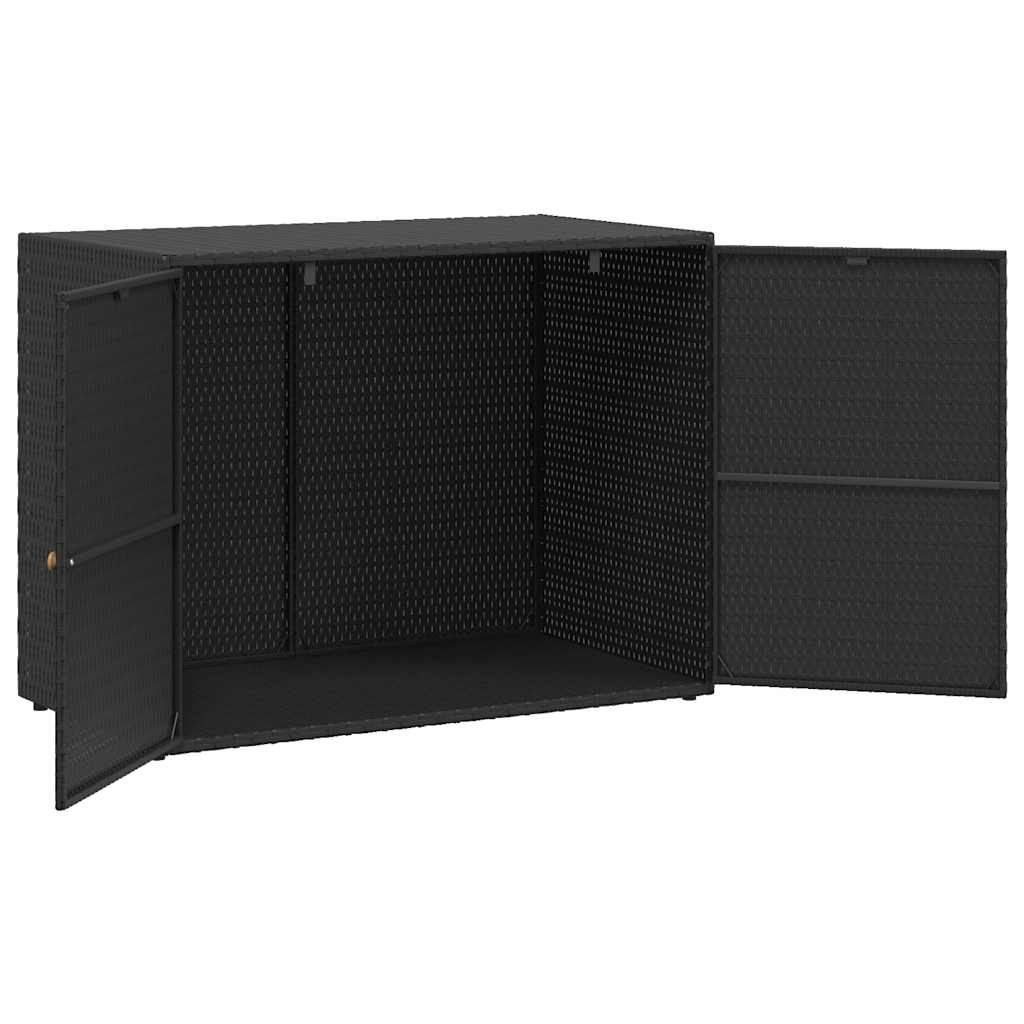 fekete polyrattan kerti tárolószekrény 100 x 55,5 x 80 cm