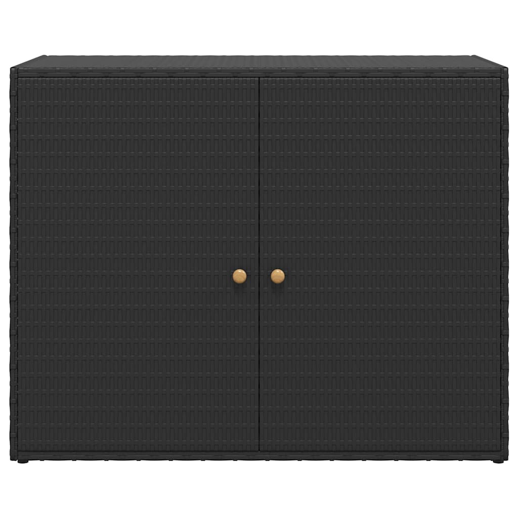 fekete polyrattan kerti tárolószekrény 100 x 55,5 x 80 cm
