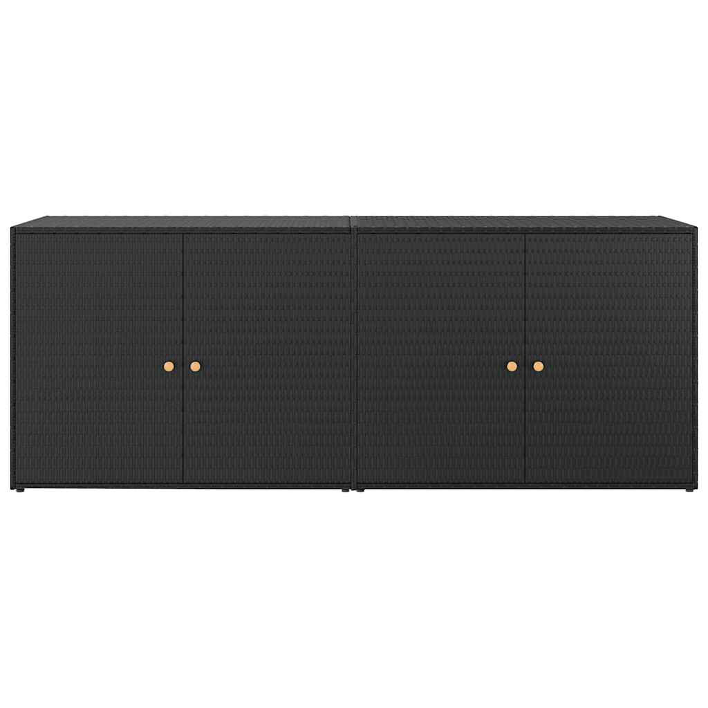 fekete polyrattan kerti tárolószekrény 198 x 55,5 x 80 cm