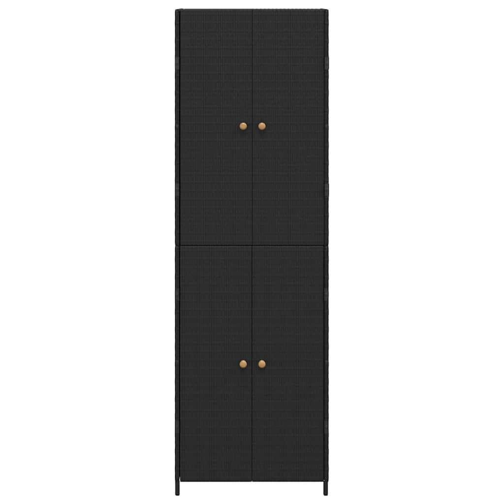 fekete polyrattan kerti tárolószekrény 59 x 40 x 180 cm