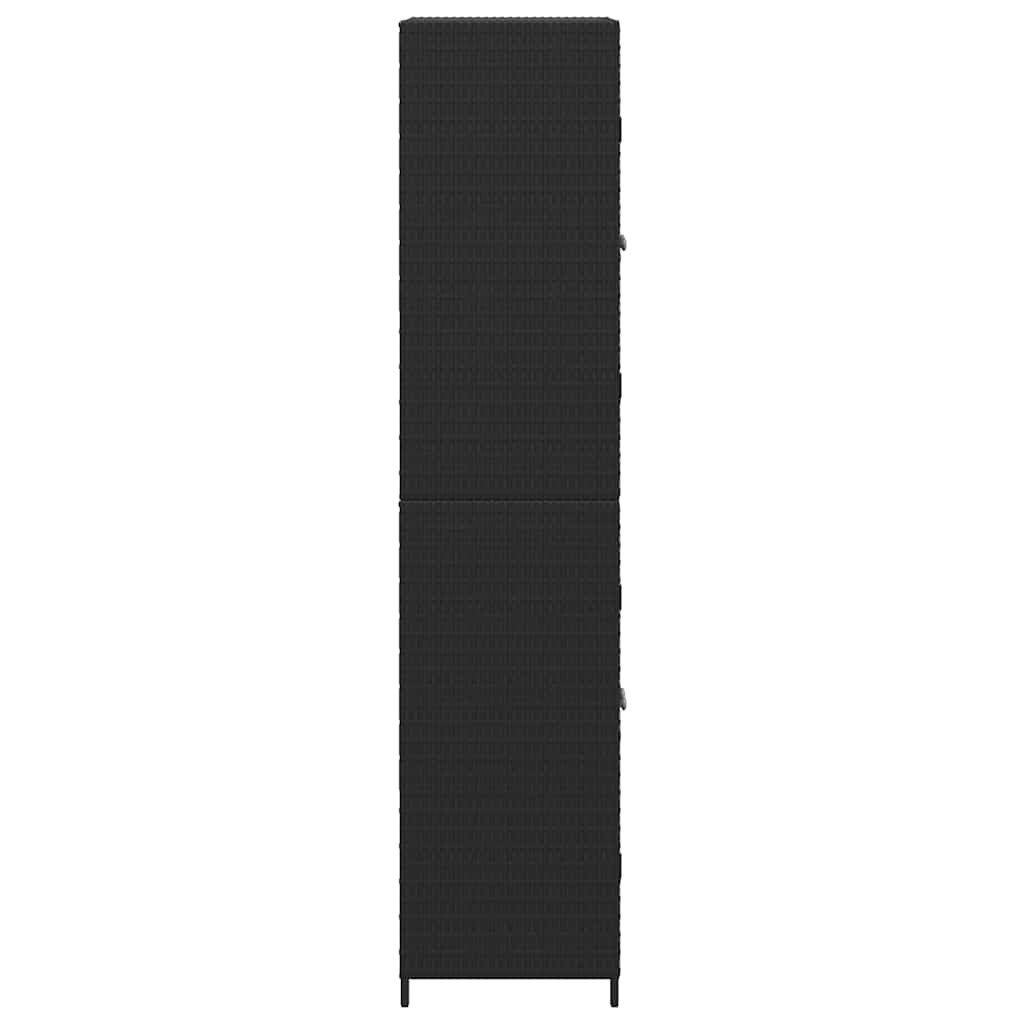 fekete polyrattan kerti tárolószekrény 59 x 40 x 180 cm