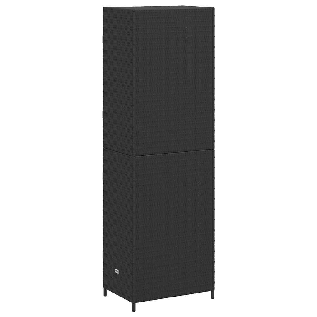 fekete polyrattan kerti tárolószekrény 59 x 40 x 180 cm