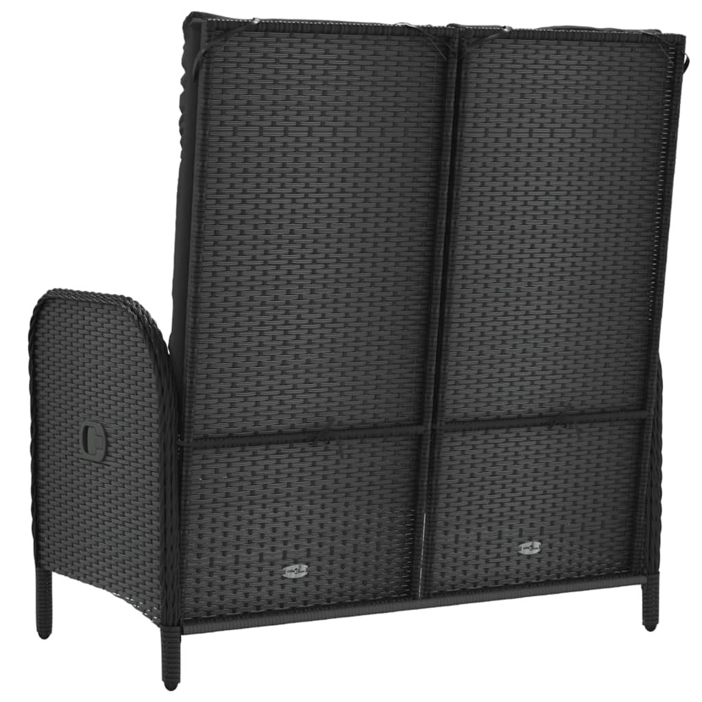 fekete polyrattan dönthető kerti pad párnákkal 107 cm fekete polyrattan dönthető kerti pad párnákkal 107 cm