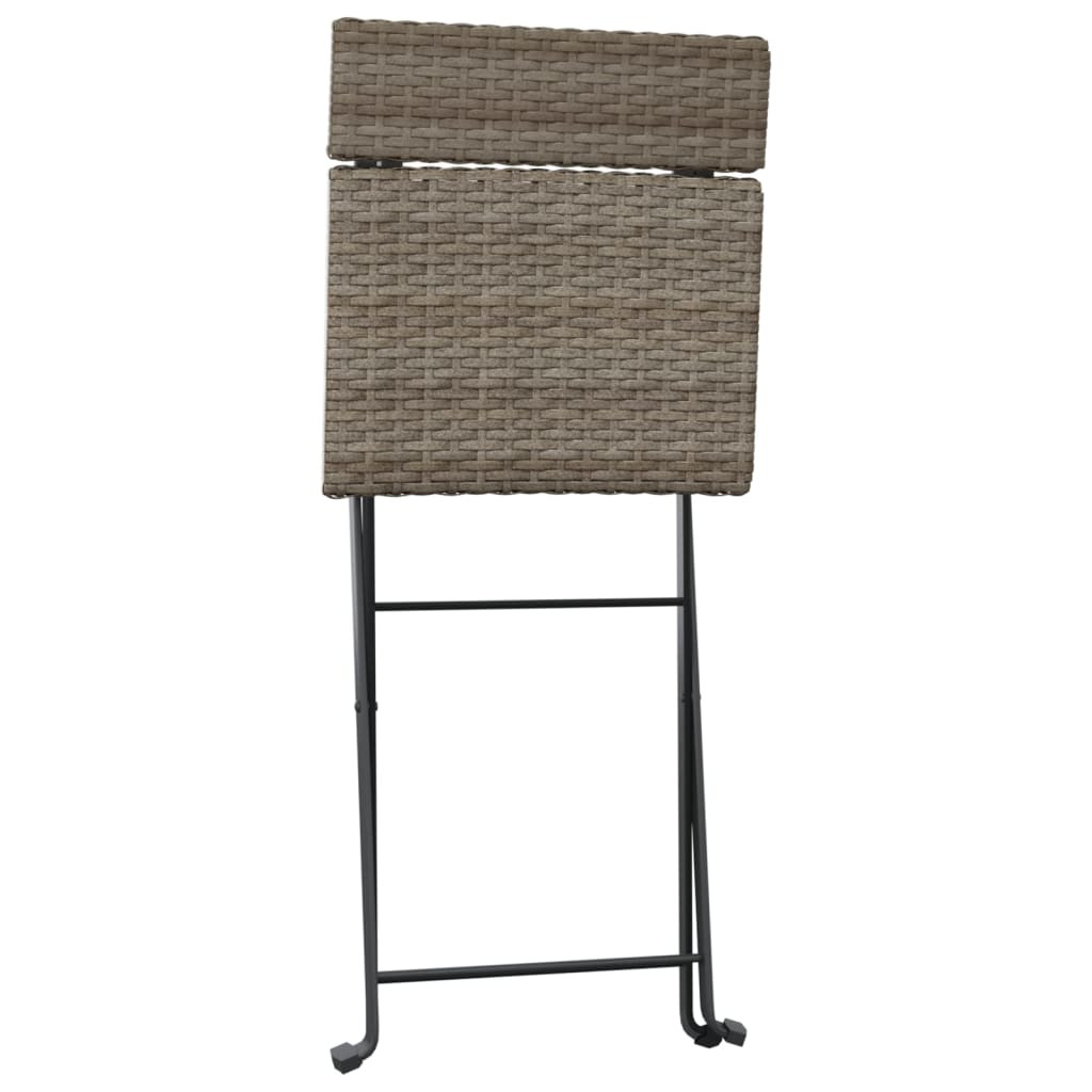 3 részes szürke összecsukható polyrattan bisztrószett