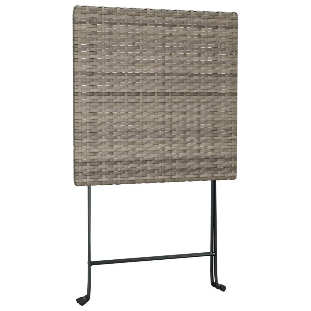 3 részes szürke összecsukható polyrattan bisztrószett
