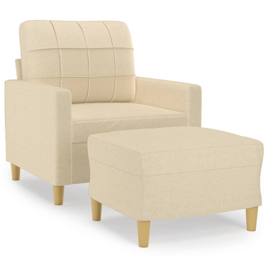 krémszínű szövet kanapéfotel lábtartóval 60 cm