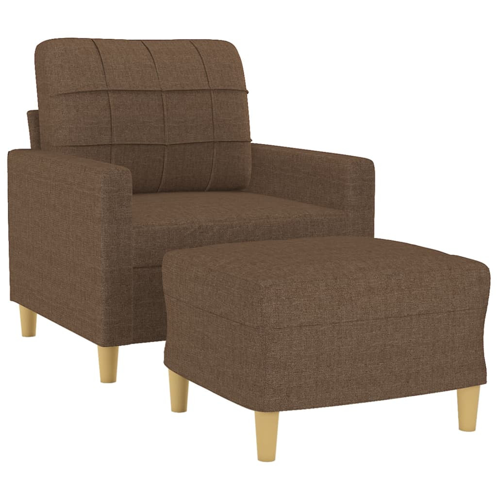 barna szövet kanapéfotel lábtartóval 60 cm